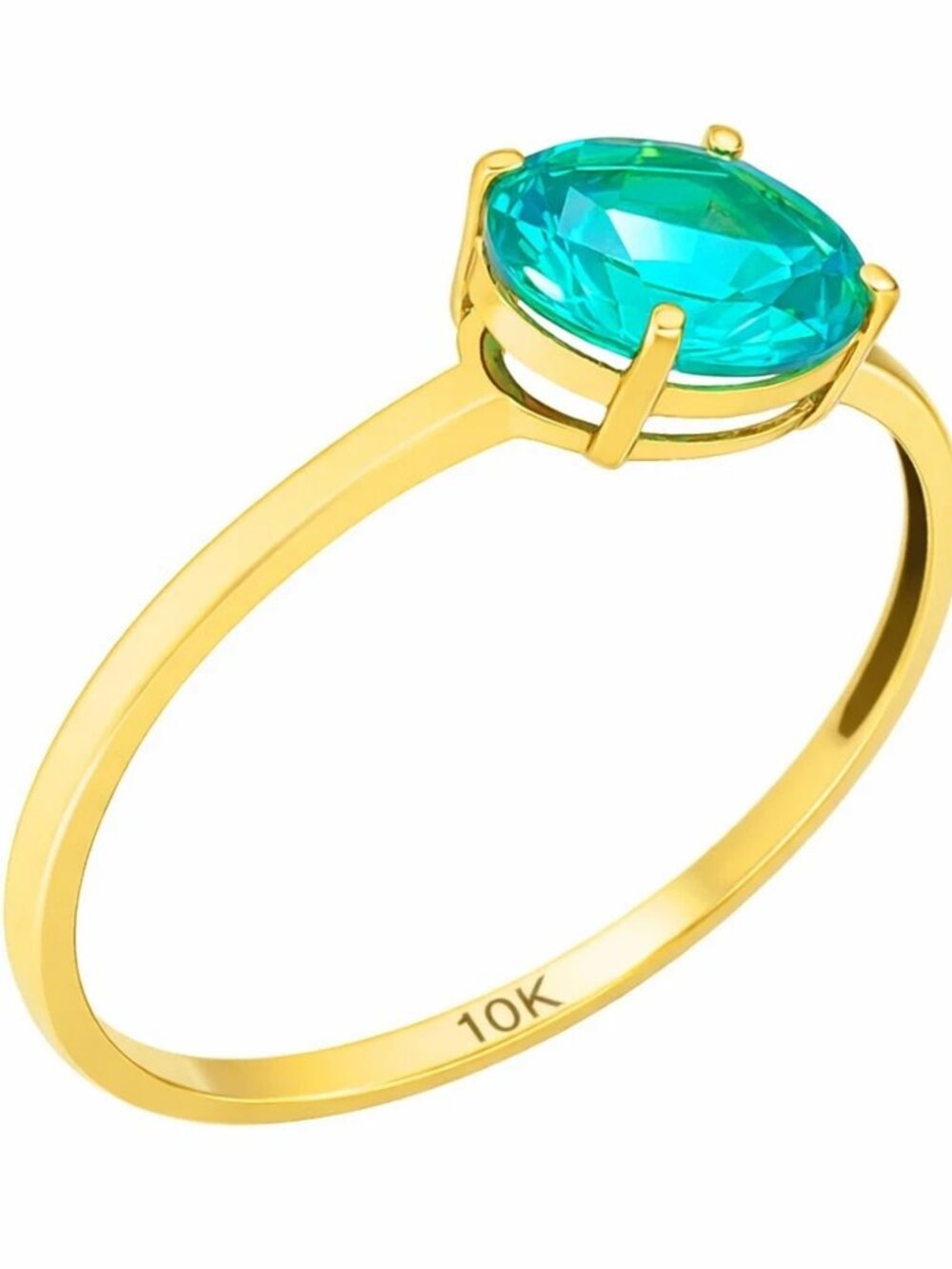 Genuine 1.05 Cts Paraiba Tourmaline Solitaire Ring 10k Gold
